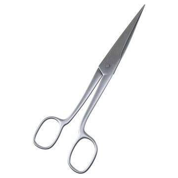 Antique Surgical Scissors - Vintage metallic surgical scissors medical tool, isolated on a white background. 3D render image