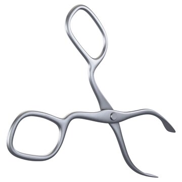 Antique Towel Forceps - Vintage metallic surgical towel forceps instrument, isolated on a white background. 3D render image