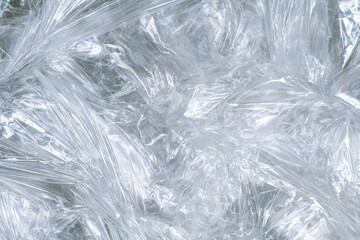 Obraz premium Crumpled Transparent Plastic Cellophane Wrap Texture Background Abstract