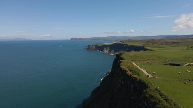 Stunning aerial footage of the cliffs along the causeway coast