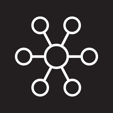 Central Network Hub Node Topology Connection Data Flow Line Icon Vector