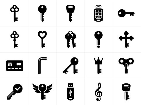 Key Icons Set Lock Security Access Vector Collection