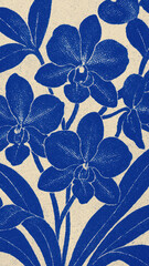Obraz premium Vintage blue floral mobile wallpaper