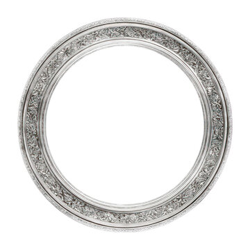 PNG Elegant ornate circular silver frame