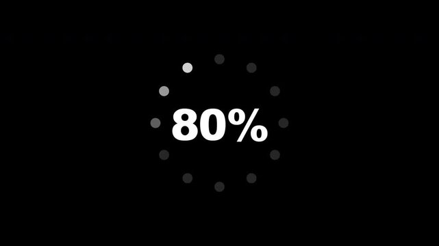 Loading progress bar at eighty percent. Digital data processing status indicator.