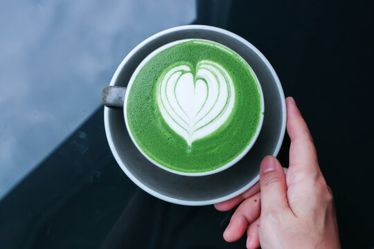 green tea or matcha green tea, milk green tea or matcha latte or matcha green tea latte
