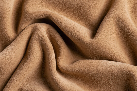 Luxury Beige Suede Leather Fabric Background Texture With Folds
