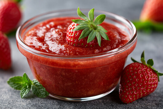 Berry sauce in a glass bowl