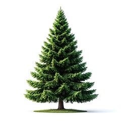 Obraz premium Fresh Green Pine Christmas Tree Isolated on White Background