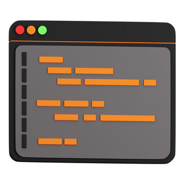 3D Code Editor Icon for Software Development and Programming