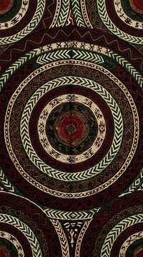 Traditional african mud cloth pattern with intricate circular geometric embroidery and ethnic textile motifs
