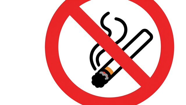 Generative AI illustration depicting a no smoking sign with a cigarette inside