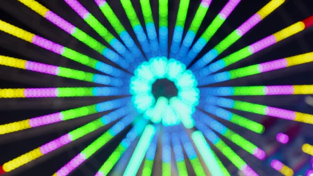 colorful bokeh of lights on a ferris wheel
