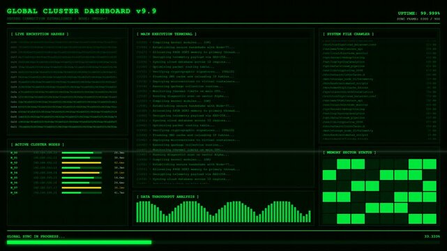 Global Cluster Dashboard Data Center Network Monitoring Animation.