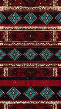Seamless traditional tribal rug pattern with geometric diamond motifs