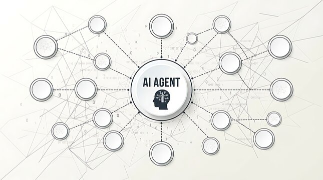 Ai agent network diagram showing central hub connected to multiple nodes