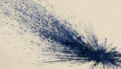 Obraz premium Abstract navy blue ink explosion pattern on beige paper texture