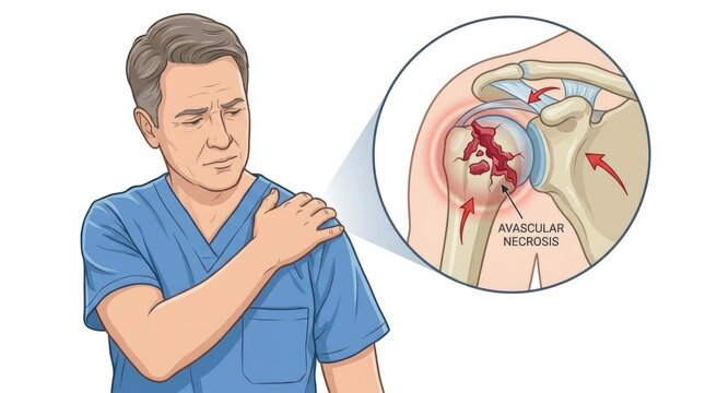 Man experiencing shoulder pain due to avascular necrosis of the humerus head