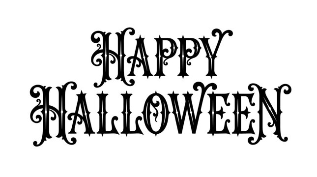 Halloween Gothic Happy Halloween Lettering Example. Spooky Text Typography Template. Vintage Scary Font Style Design for Posters, Cards, Tattoos, and Shirts. Vector