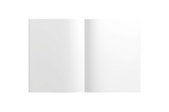 Open blank white booklet with two clean facing pages