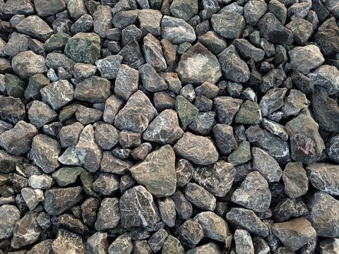 Grey Crushed Gravel Stones Texture for Construction and Landscaping Background