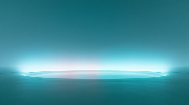 Futuristic Illuminated Podium with Teal Neon Light for Product Display
