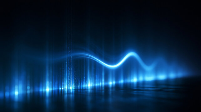 Abstract Blue Digital Sound Wave and Data Visualization Background