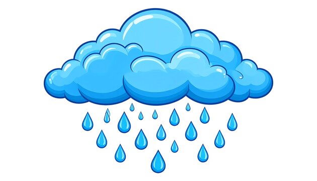 Cute Rain Cloud Cartoon Weather Icon for Forecast Climate Rainy Season and Nature Design