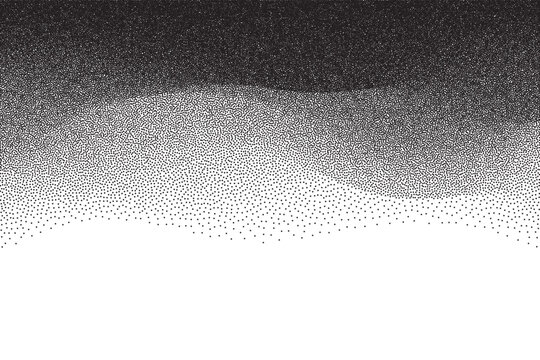 Abstract grain pointillism pattern background with wave gradient stippling halftone dots and retro graphic texture