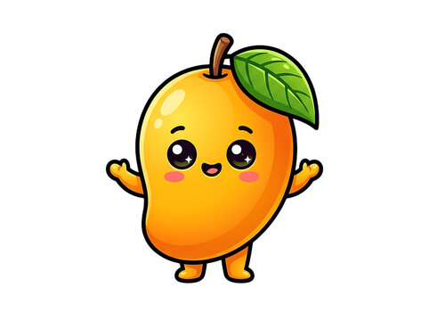 Cute pixel art mango character with a happy face
