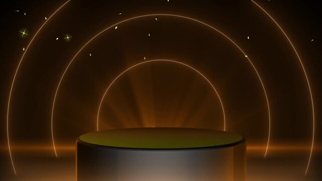 Vibrant orange 3D pedestal animation for product presentation, branding, advertising, showcase, and modern promotional designs.