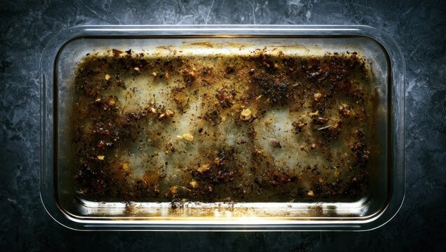 Golden brown baked casserole in a rectangular glass dish with a textured, crispy topping