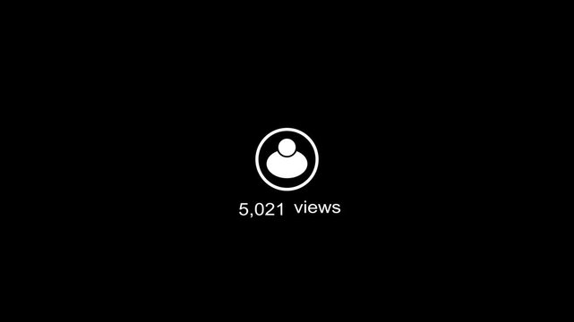 Minimalist social media follower count display with white user icon looped motion graphic animation on black background. Concept of social media 10K followers counting notification.