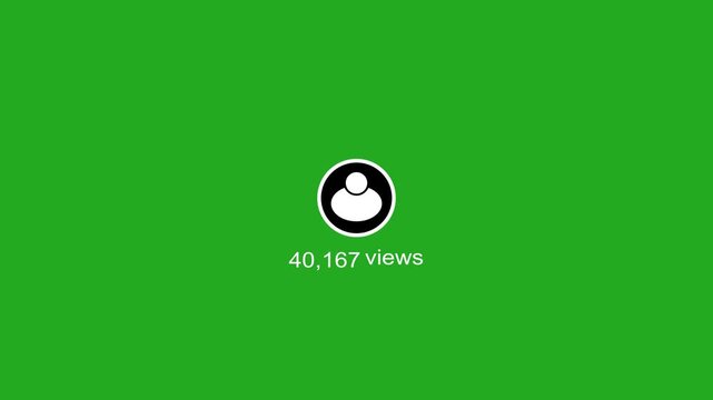 Minimalist social media follower count display with white user icon looped motion graphic animation on green background. Concept of social media 80K followers counting notification.
