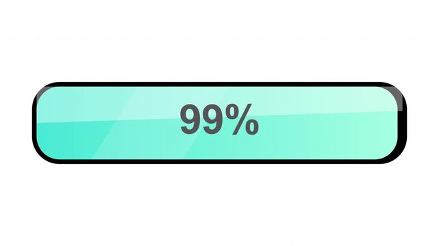 Loading progress bar at ninety nine percent. Digital interface status indicator icon.