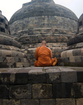 Buddhist monk in deep meditation