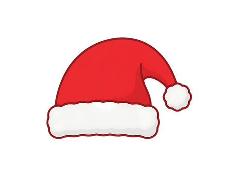 A festive red and white santa claus hat illustration isolated on transparent background