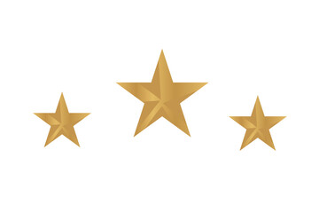 Fototapeta premium Three gold stars rating icon set isolated on transparent background for customer review.