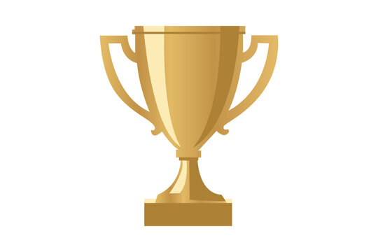 Golden trophy cup icon isolated on transparent background for sports competition winner.