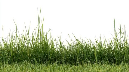 Fototapeta premium Green grass border isolated on white background