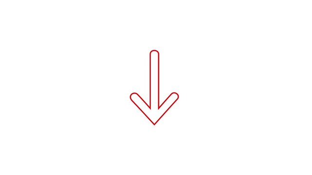 Neon red arrow pointing down animation. Download sign. Download direction arrows symbol. arrow button icon or swipe-down arrow signal animation. download icon sign
