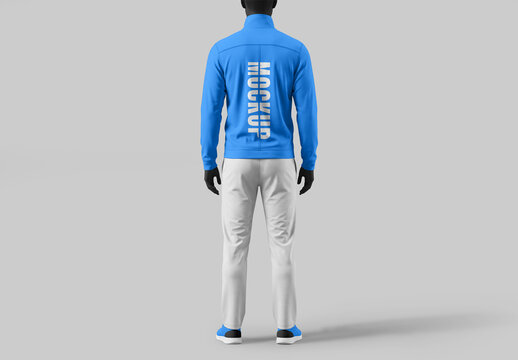 Back View Sports Tracksuit Jacket Mockup