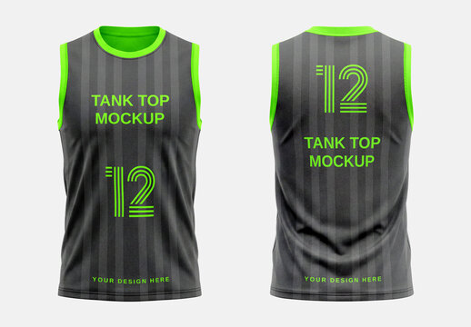 Sports Tank Top Jersey Mockup Front & Back View