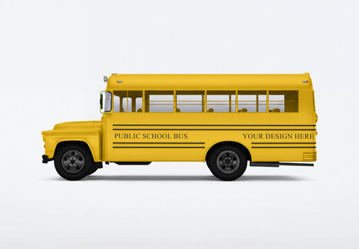 School Bus Vehicle Branding Mockup