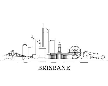 Brisbane skyline in minimalist line art style