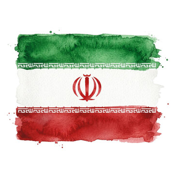 Watercolor Iran Flag Paint Brush Stroke Country Symbol Illustration