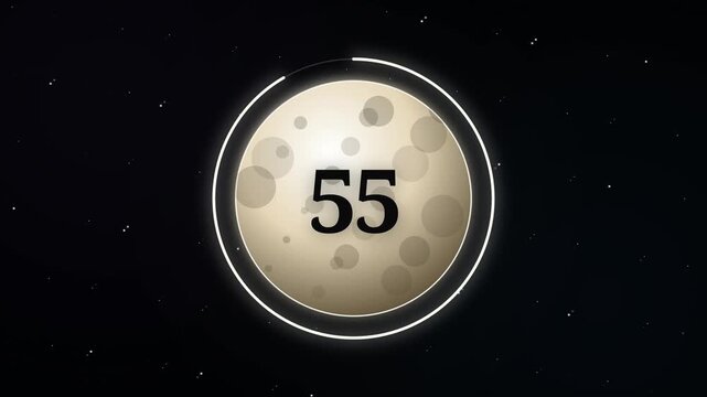 Lunar Eclipse 60-Second Countdown Timer with Glowing Progress Ring. Digital Circular Timer Animation featuring Lunar Eclipse Effect