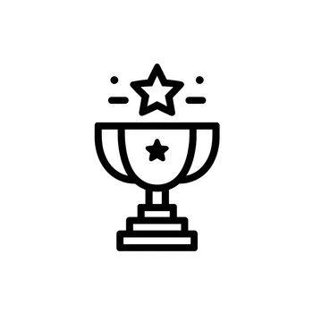 Trophy cup with a star line art icon