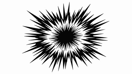 Obraz premium Abstract monochrome radial burst graphic featuring sharp jagged spikes extending from central black core with spikes radiating outward displays high contrast
