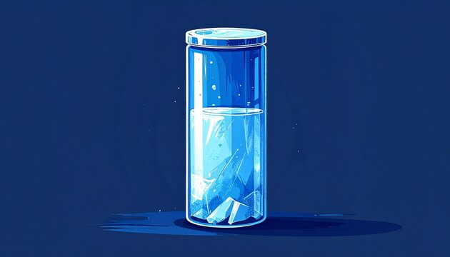 Half full glass of water on dark background.